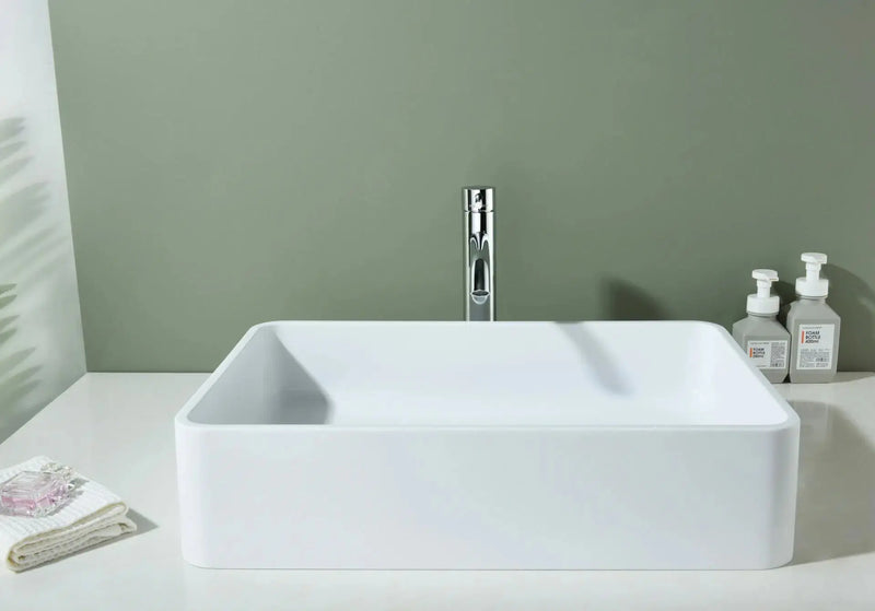 Above Counter Quartz Basin Rectangle Matte Black/Matte White/Matte Grey 600*400*140mm - FIL Kitchen Bathroom