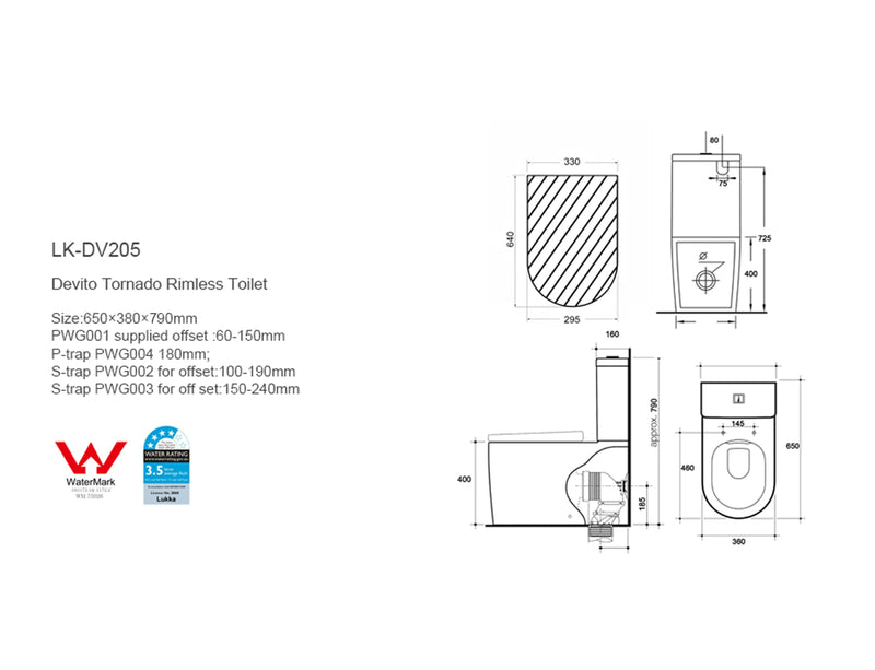 Devito Tornado Rimless Toilet Suite LK-DV205