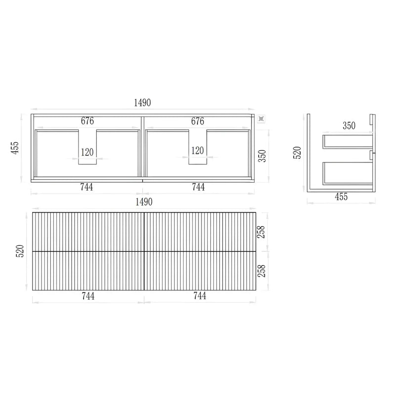 EDEN WALL HUNG VANITY PRIME OAK/CLASSIC OAK (600MM/750MM/900MM/1200MM/1500MM) - FIL Kitchen Bathroom