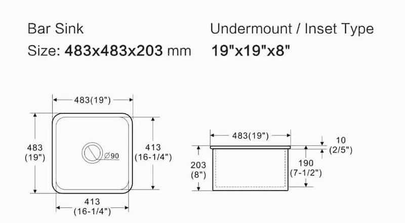 Elba Fine Fireclay Bar Sink LK-S-EFC483