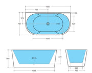 Elivia ELBT1500 Back to Wall Bathtub POSEIDON