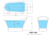 Espada  Freestanding  Bathtub Gloss White 1500mm/1700mm POSEIDON