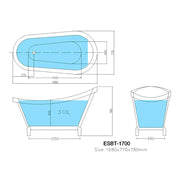 Espada  Freestanding  Bathtub Gloss White 1500mm/1700mm POSEIDON