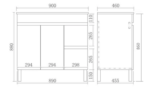 Poseidon Evie Wall Hung Standard Vanity - (900mm) - FIL Kitchen Bathroom
