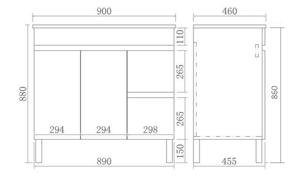 Poseidon Evie Wall Hung Standard Vanity - (900mm)