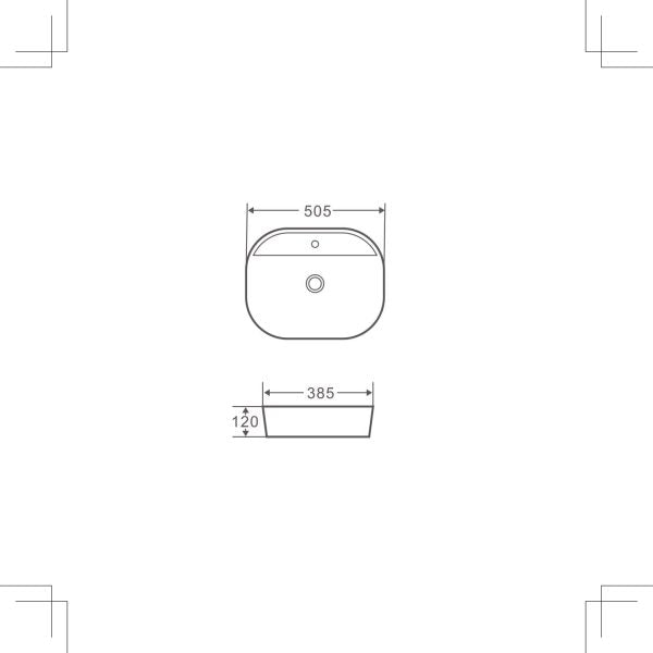 Evea 50M Above Counter Oval Basin 505 x 385 x 120mm