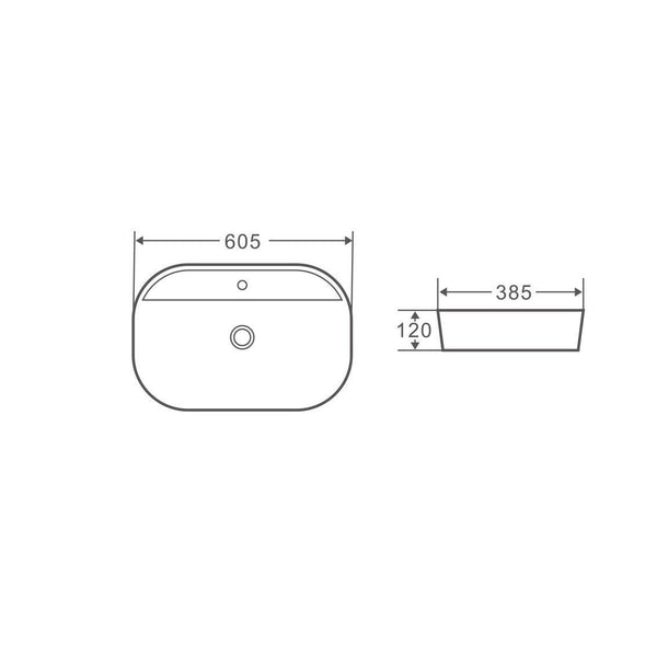 Evea 61M Above Counter Oval Basin 605 x 385 x 120mm