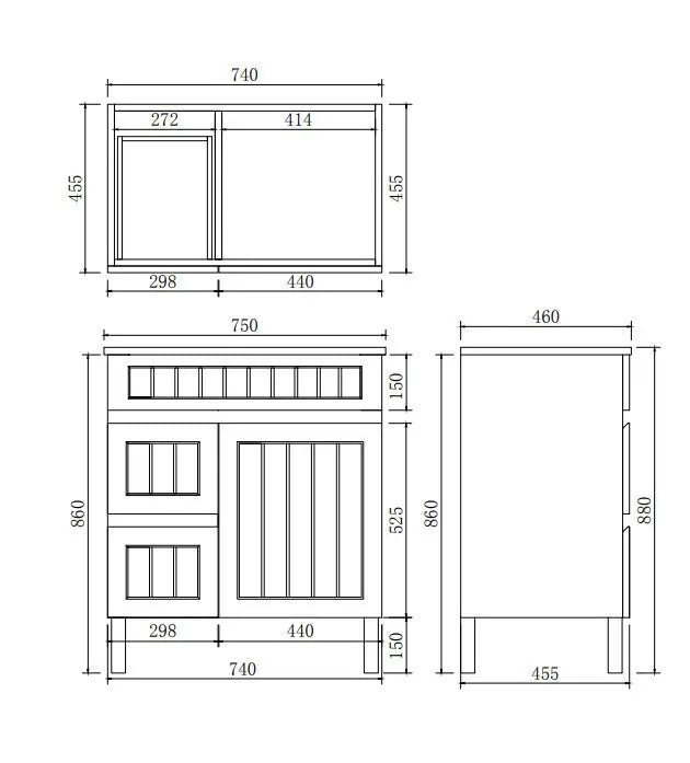 Archill Federation Free Standing PVC Cabinet with soft closing doors LK-FA74LL-MB