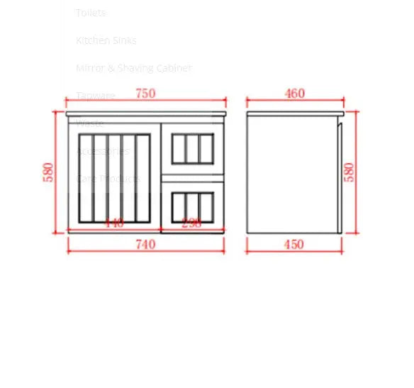 Archill Federation Wall Hung Matte White PVC Cabinet LK-FA74RW-MW