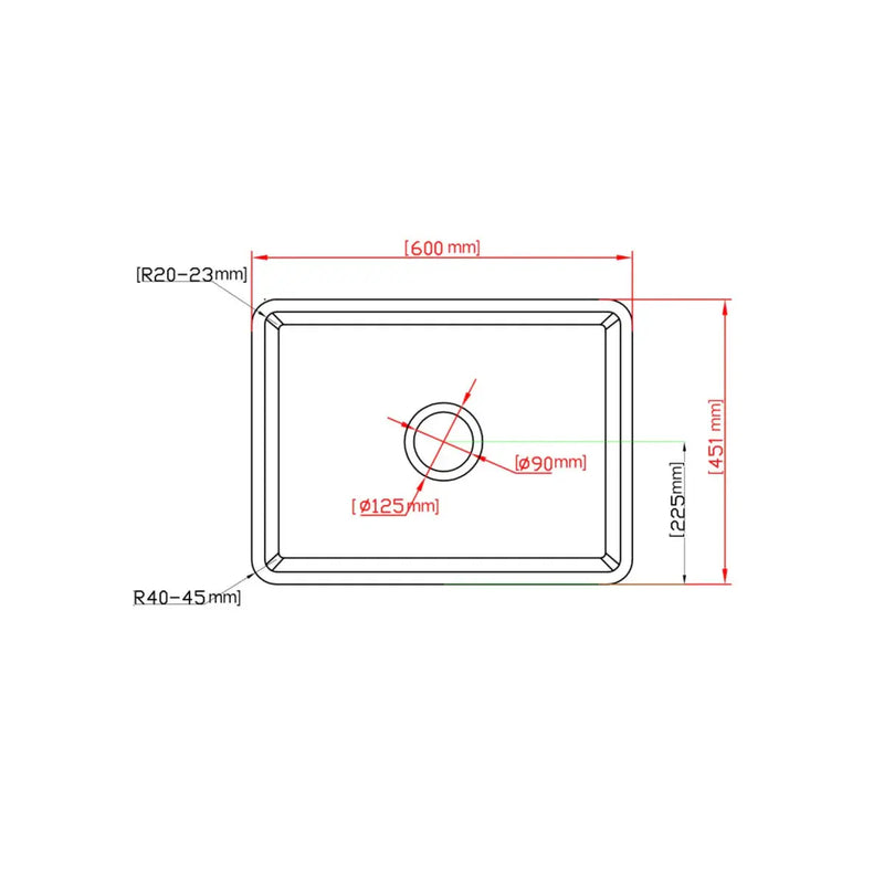 SINGLE BOWL FIRECLAY KITCHEN SINK MATTE BLACK/GLOSS WHITE 660MM CETO