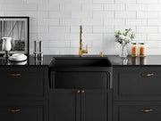 SINGLE BOWL FIRECLAY KITCHEN SINK GLOSS WHITE/MATTE BLACK 758MM CETO