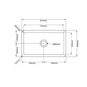 SINGLE BOWL FIRECLAY UNDERMOUNT KITCHEN SINK GLOSS WHITE 677MM/810MM CETO