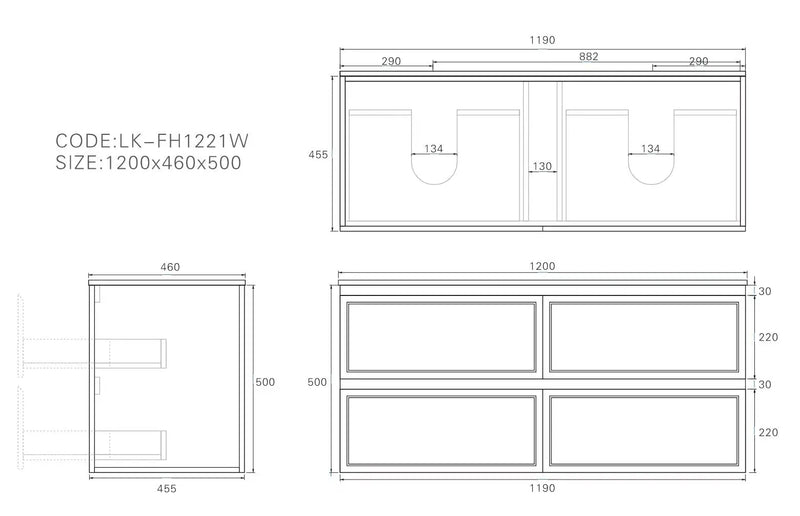 Lukka New Hamilton Federation Slim Wall Hung Cabinet (1200mm) Lukka