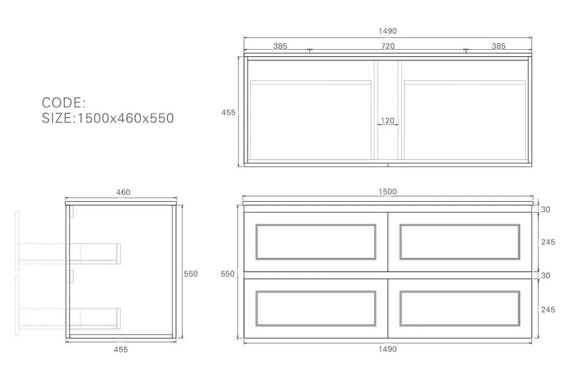 Hamilton Federation Wall Hung Cabinet Matte White LK-FH1500W-MW