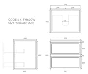 Lukka New Hamilton Federation Slim Wall Hung Cabinet (600mm) Lukka
