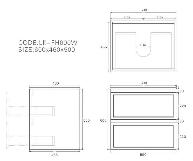 Lukka New Hamilton Federation Slim Wall Hung Cabinet (600mm) Lukka