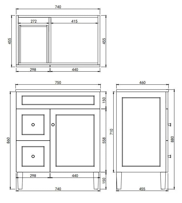 Lukka Harold Federation Free Standing Cabinet (750mm) Lukka