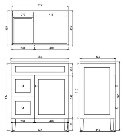 Lukka Harold Federation Free Standing Cabinet (750mm) Lukka