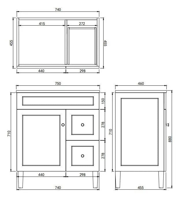 Lukka Harold Federation Free Standing Cabinet (750mm) Lukka