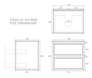 Lukka New Hamilton Federation Slim Wall Hung Cabinet (750mm) FIL Kitchen Bathroom