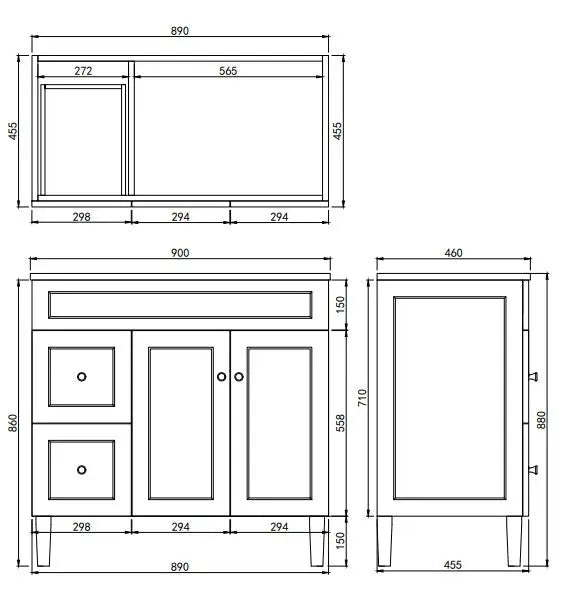 Lukka Harold Federation Free Standing Cabinet (900mm) Lukka