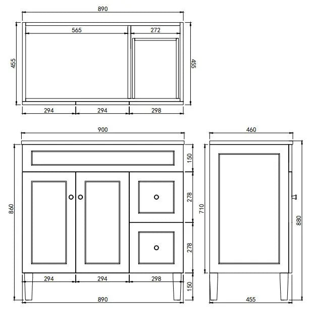 Lukka Harold Federation Free Standing Cabinet (900mm) Lukka