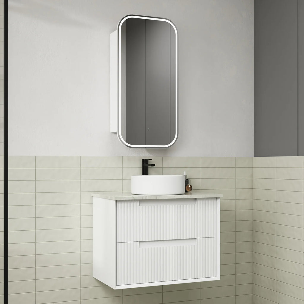 Flauto Wall Hung Vanity Matte White  600mm/750mm/900mm