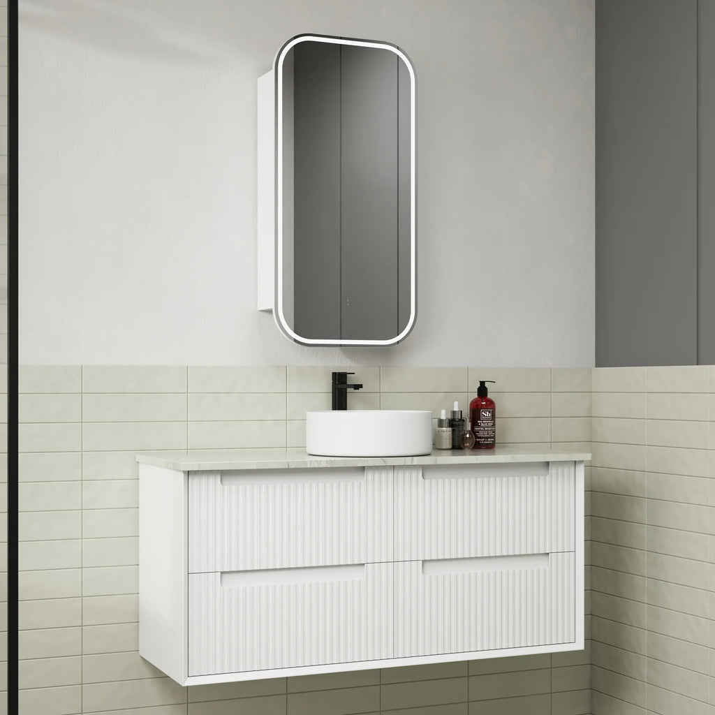 Flauto Wall Hung Vanity Matte White 1200mm/1500mm/1800mm