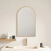 Arch Mirror Brushed Gold Frame 900 x 600mm FIL Kitchen Bathroom