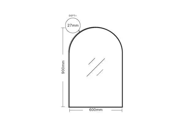 Arch Mirror Brushed Gold Frame 900 x 600mm FIL Kitchen Bathroom