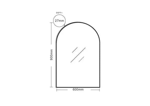 Framed ARCH Mirror 900mm*600mm Matt black FIL Kitchen Bathroom