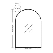 Aluminum Framed 600mm Arch Mirror – Matt Black mercioaustralia