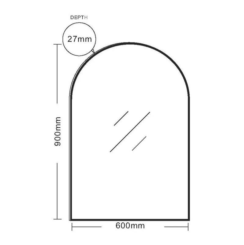 Aluminum Framed 600mm Arch Mirror – Matt Black mercioaustralia