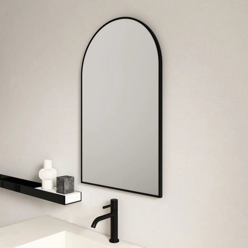 Aluminum Framed 600mm Arch Mirror – Matt Black mercioaustralia