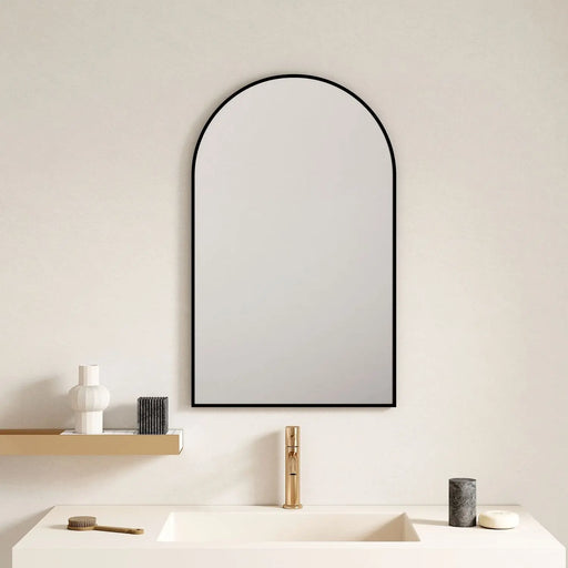 Aluminum Framed 600mm Arch Mirror – Matt Black mercioaustralia