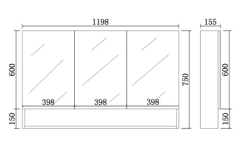 Fremantle Shaving Cabinet (600/750/900/1200/1500mm) FIL Kitchen Bathroom