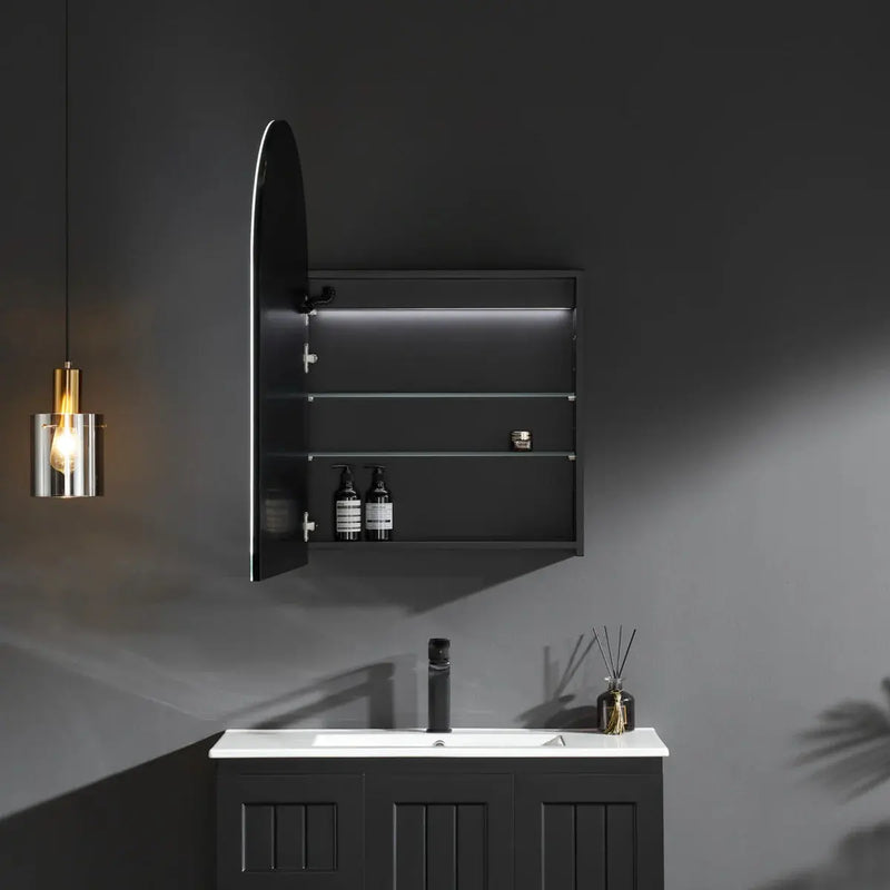 OLIVIA LED MIRROR SHAVING CABINET MATTE BLACK/MATTE WHITE  600X900MM CETO