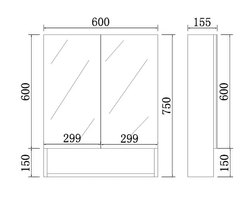 Fremantle Shaving Cabinet (600/750/900/1200/1500mm) FIL Kitchen Bathroom