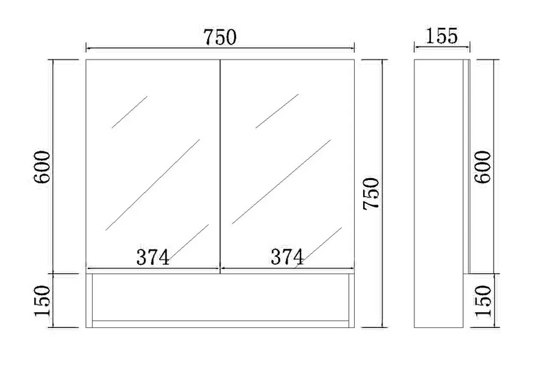Fremantle Shaving Cabinet (600/750/900/1200/1500mm) FIL Kitchen Bathroom