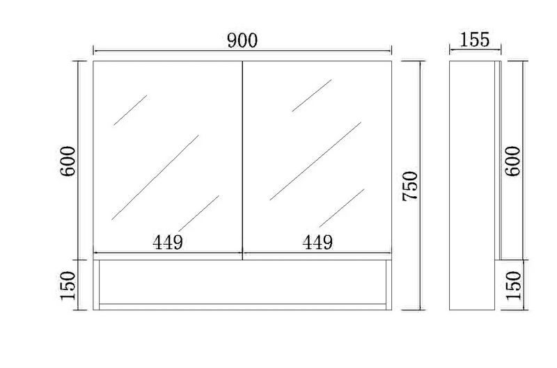 Fremantle Shaving Cabinet (600/750/900/1200/1500mm) FIL Kitchen Bathroom