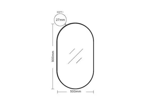 Aluminum Framed Oval Mirror Brushed Golden 500mm*900mm FIL Kitchen Bathroom