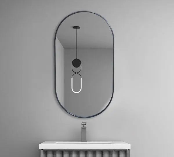 Aluminum Framed Oval Mirror  Matt black 500mm*900mm FIL Kitchen Bathroom