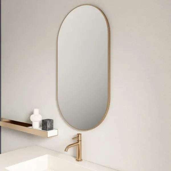 Aluminum Framed Oval Mirror Brushed Golden 500mm*900mm FIL Kitchen Bathroom