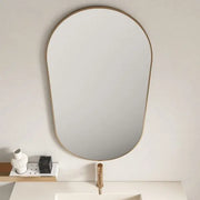 Aluminum Framed Oval Mirror Brushed Golden 500mm*900mm FIL Kitchen Bathroom