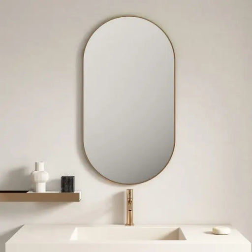 Aluminum Framed Oval Mirror Brushed Golden 500mm*900mm FIL Kitchen Bathroom