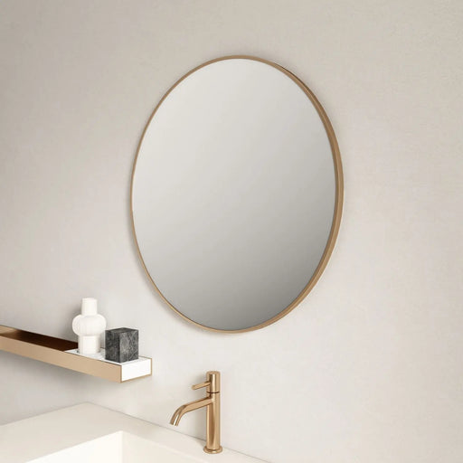 Aluminum Framed 900mm Round Mirror - Brushed Gold mercioaustralia