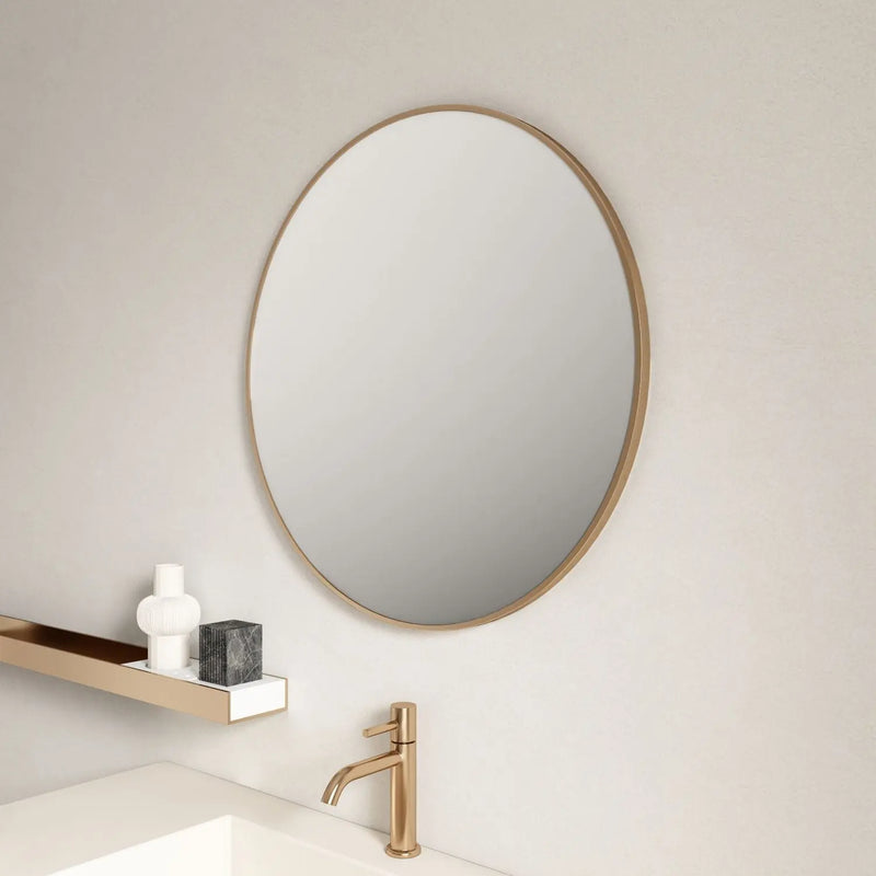 Aluminum Framed 600mm Round Mirror - Brushed Gold mercioaustralia