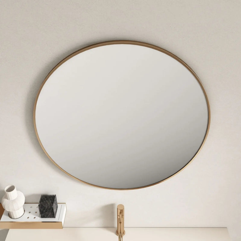 Aluminum Framed 750mm Round Mirror - Brushed Gold mercioaustralia