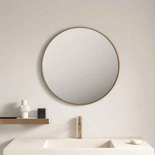 Aluminum Framed 900mm Round Mirror - Brushed Gold mercioaustralia
