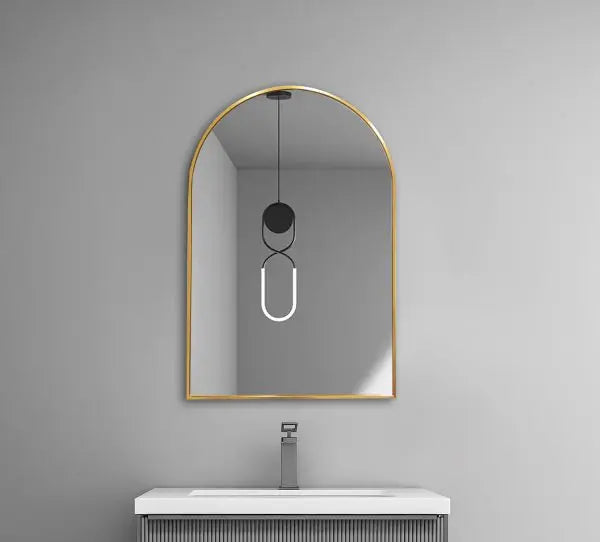Arch Mirror Brushed Gold Frame 900 x 600mm FIL Kitchen Bathroom